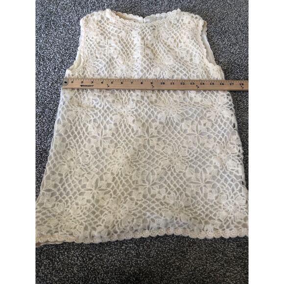 VTG Phil Rose Of California Wool Mohair Crochet Sleeveless Lined Blouse Ivory C4 - Picture 3 of 9